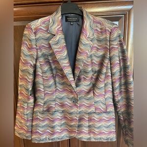 Vintage Hilton Hollis Multi color Shimmer Wave Whimsical Blazer Jacket (…
